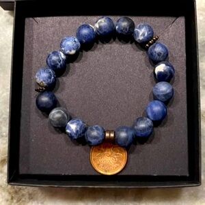 Penny stretch bracelet. Natural stones. Stretch. Blue black